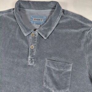 32 Bar Blues Mens XL Gray Terry Cloth Short Sleeve Pocket Polo Shirt
